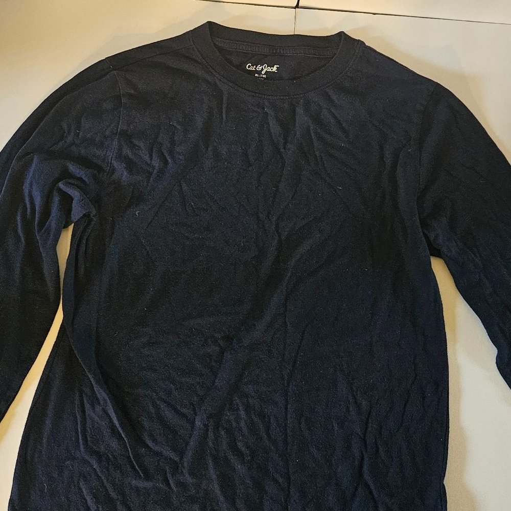 Cat & Jack (Target) Long Sleeve Navy Blue T Shirt Unisex Boys Girls Size XL 16